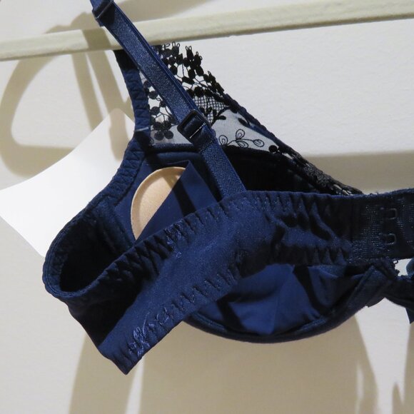 SIMONE PERELE Wish Push Up Plunge Bra in Night Blue Lace - Size 34A NWT - Picture 13 of 15